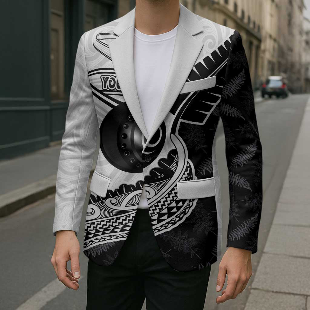 Personalised Aotearoa Lawn Bowls Blazer Maori and Silver Fern Half Style - Polynesian Pride