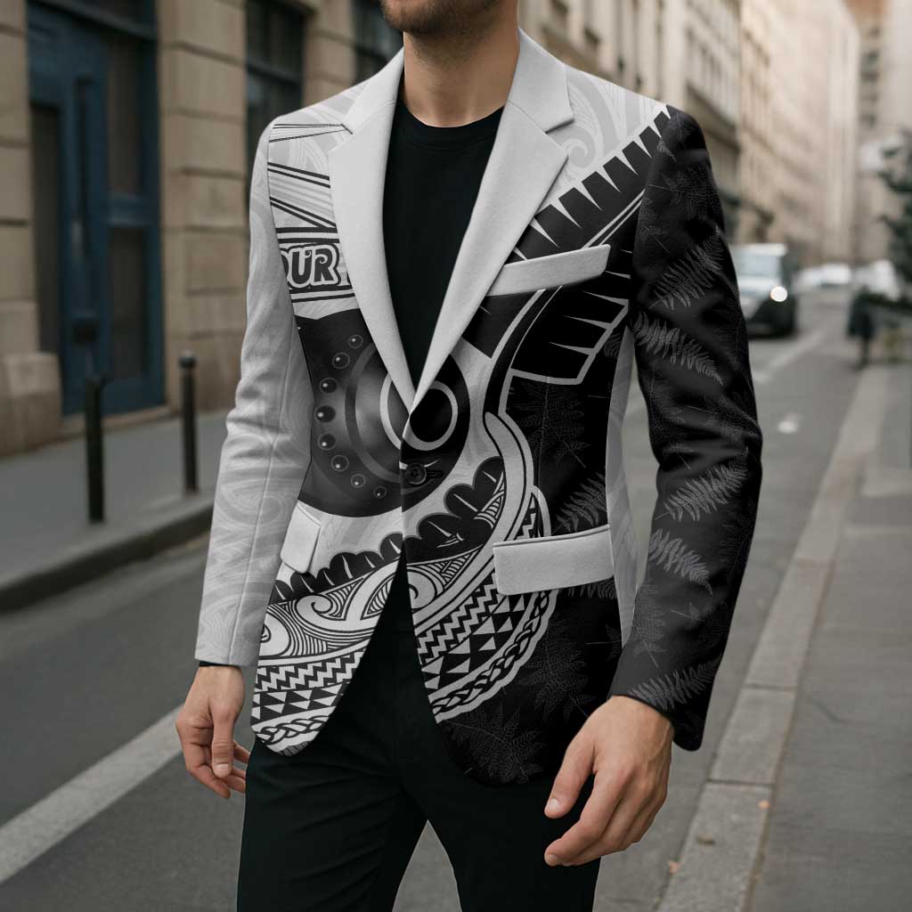 Personalised Aotearoa Lawn Bowls Blazer Maori and Silver Fern Half Style - Polynesian Pride