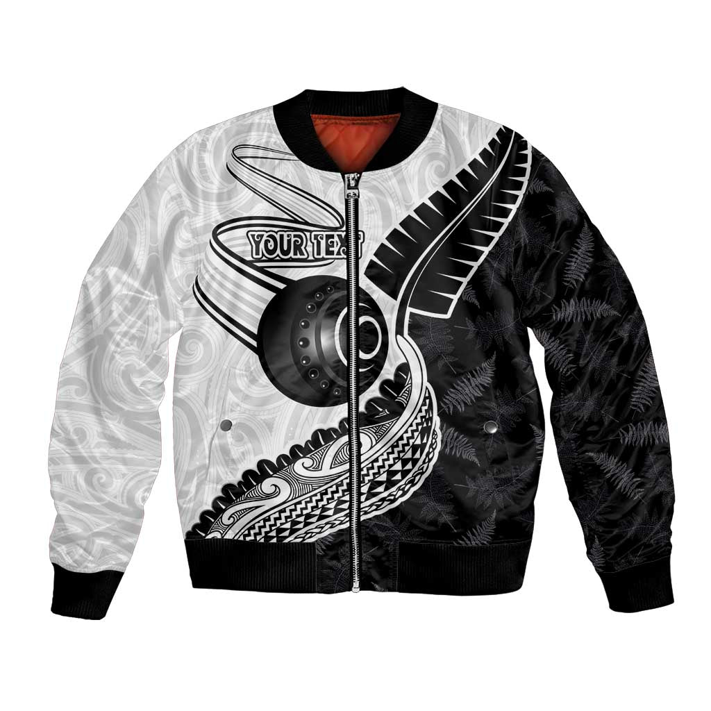 Personalised Aotearoa Lawn Bowls Bomber Jacket Maori and Silver Fern Half Style - Polynesian Pride