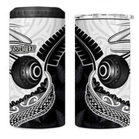 Personalised Aotearoa Lawn Bowls 4 in 1 Can Cooler Tumbler Maori and Silver Fern Half Style - Polynesian Pride