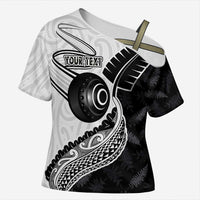 Personalised Aotearoa Lawn Bowls Cross Shoulder Shirt Maori and Silver Fern Half Style - Polynesian Pride