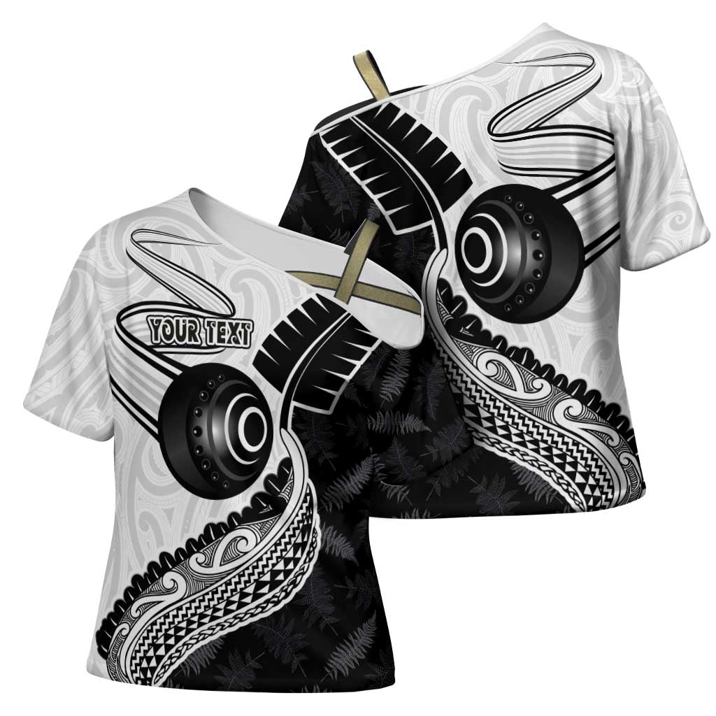 Personalised Aotearoa Lawn Bowls Cross Shoulder Shirt Maori and Silver Fern Half Style - Polynesian Pride