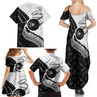 Personalised Aotearoa Lawn Bowls Family Matching Summer Maxi Dress and Hawaiian Shirt Maori and Silver Fern Half Style - Polynesian Pride