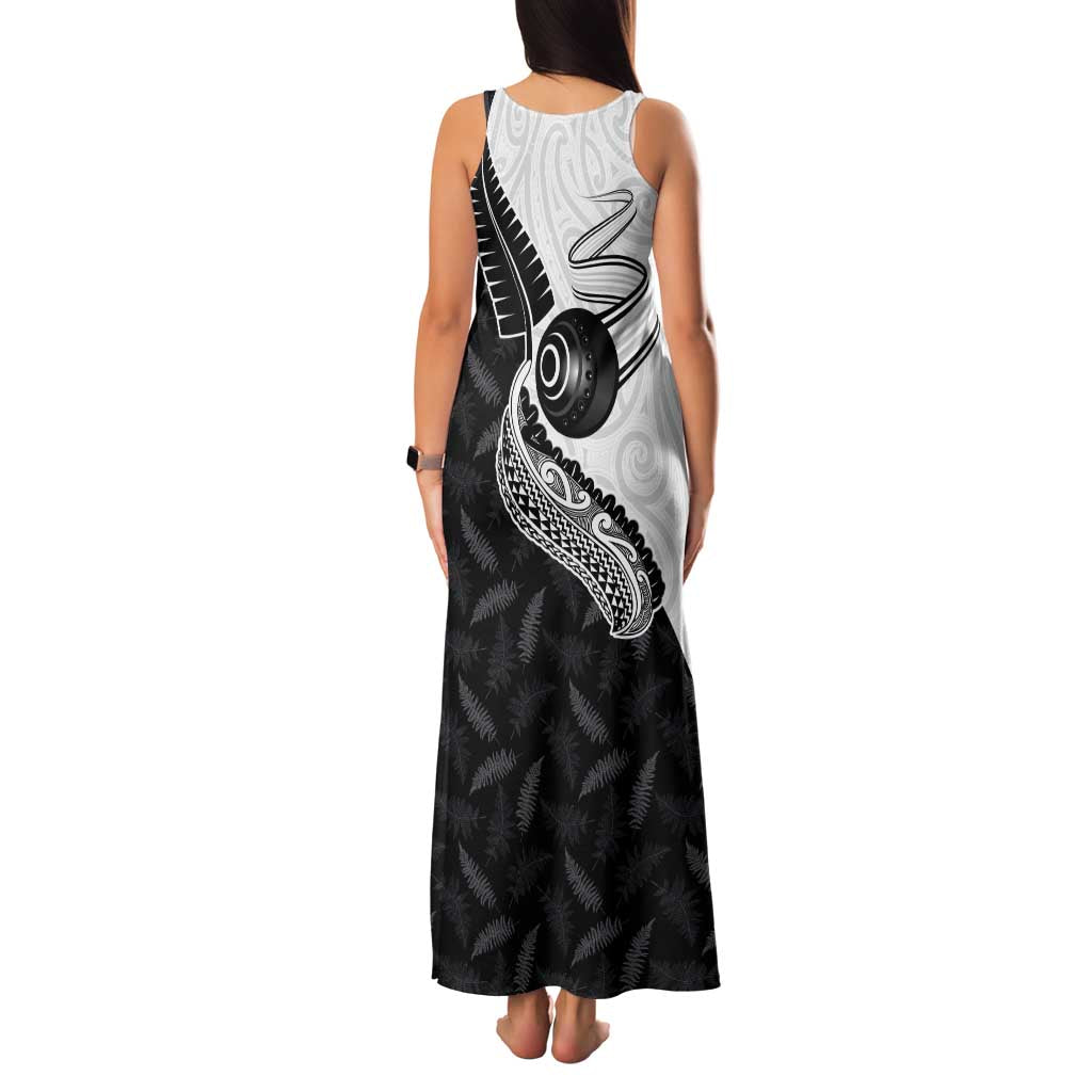 Personalised Aotearoa Lawn Bowls Family Matching Tank Maxi Dress and Hawaiian Shirt Maori and Silver Fern Half Style - Polynesian Pride