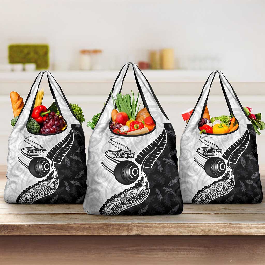 Personalised Aotearoa Lawn Bowls Grocery Bag Maori and Silver Fern Half Style - Polynesian Pride
