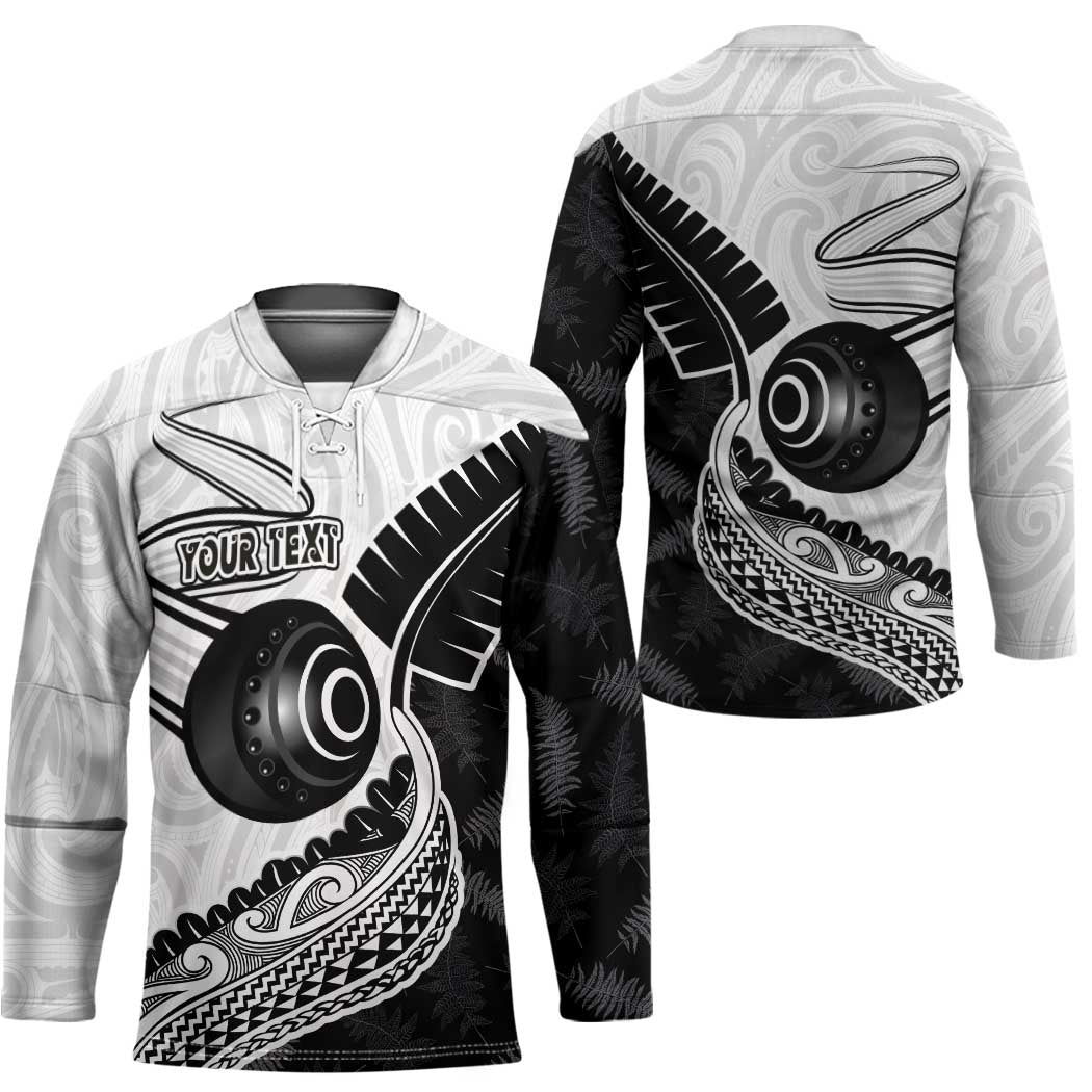 Personalised Aotearoa Lawn Bowls Hockey Jersey Maori and Silver Fern Half Style - Polynesian Pride