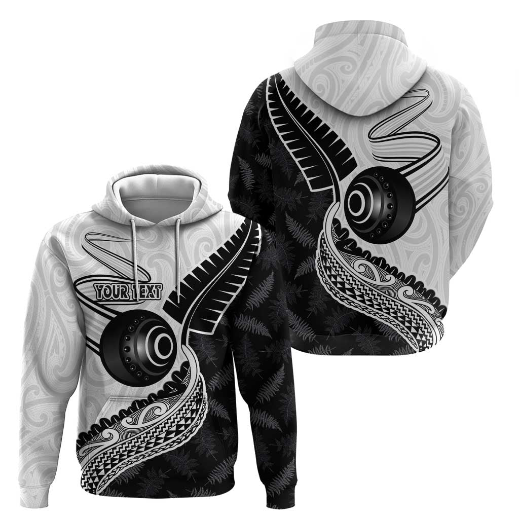 Personalised Aotearoa Lawn Bowls Hoodie Maori and Silver Fern Half Style - Polynesian Pride