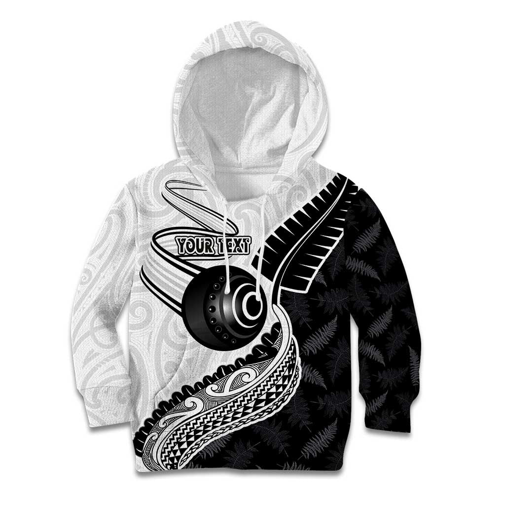 Personalised Aotearoa Lawn Bowls Kid Hoodie Maori and Silver Fern Half Style - Polynesian Pride