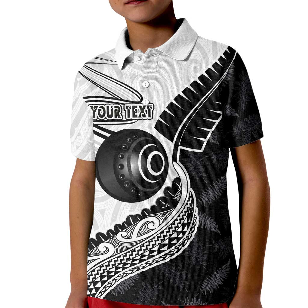 Personalised Aotearoa Lawn Bowls Kid Polo Shirt Maori and Silver Fern Half Style - Polynesian Pride