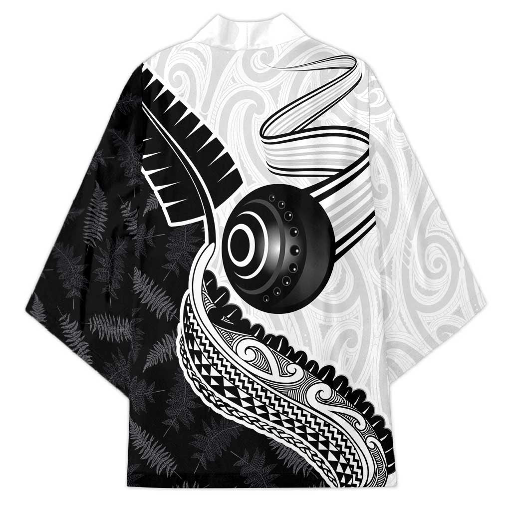 Personalised Aotearoa Lawn Bowls Kimono Maori and Silver Fern Half Style - Polynesian Pride