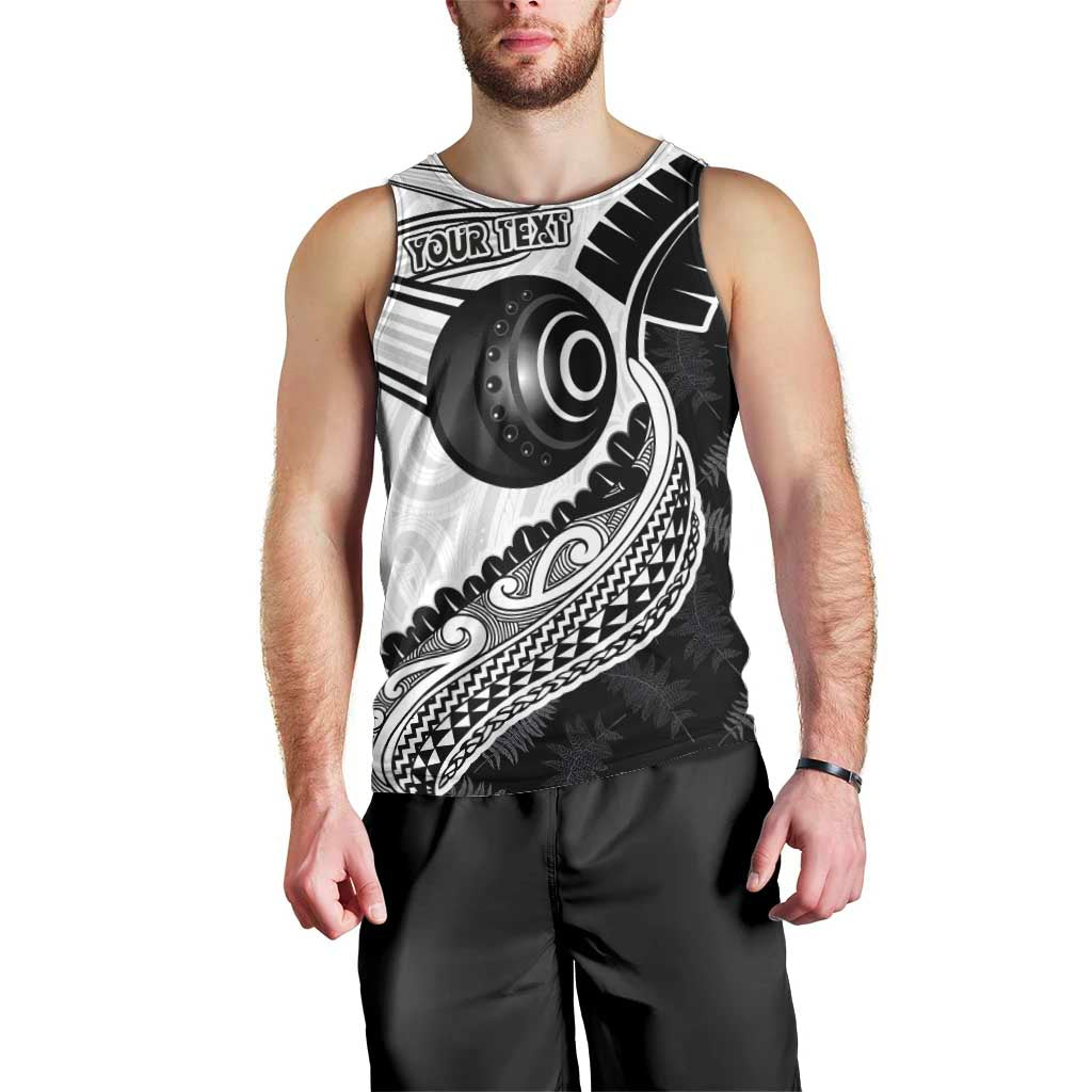 Personalised Aotearoa Lawn Bowls Men Tank Top Maori and Silver Fern Half Style - Polynesian Pride