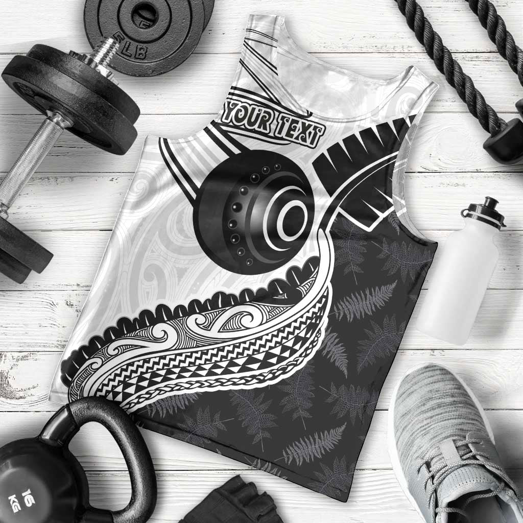 Personalised Aotearoa Lawn Bowls Men Tank Top Maori and Silver Fern Half Style - Polynesian Pride