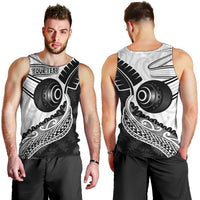 Personalised Aotearoa Lawn Bowls Men Tank Top Maori and Silver Fern Half Style - Polynesian Pride