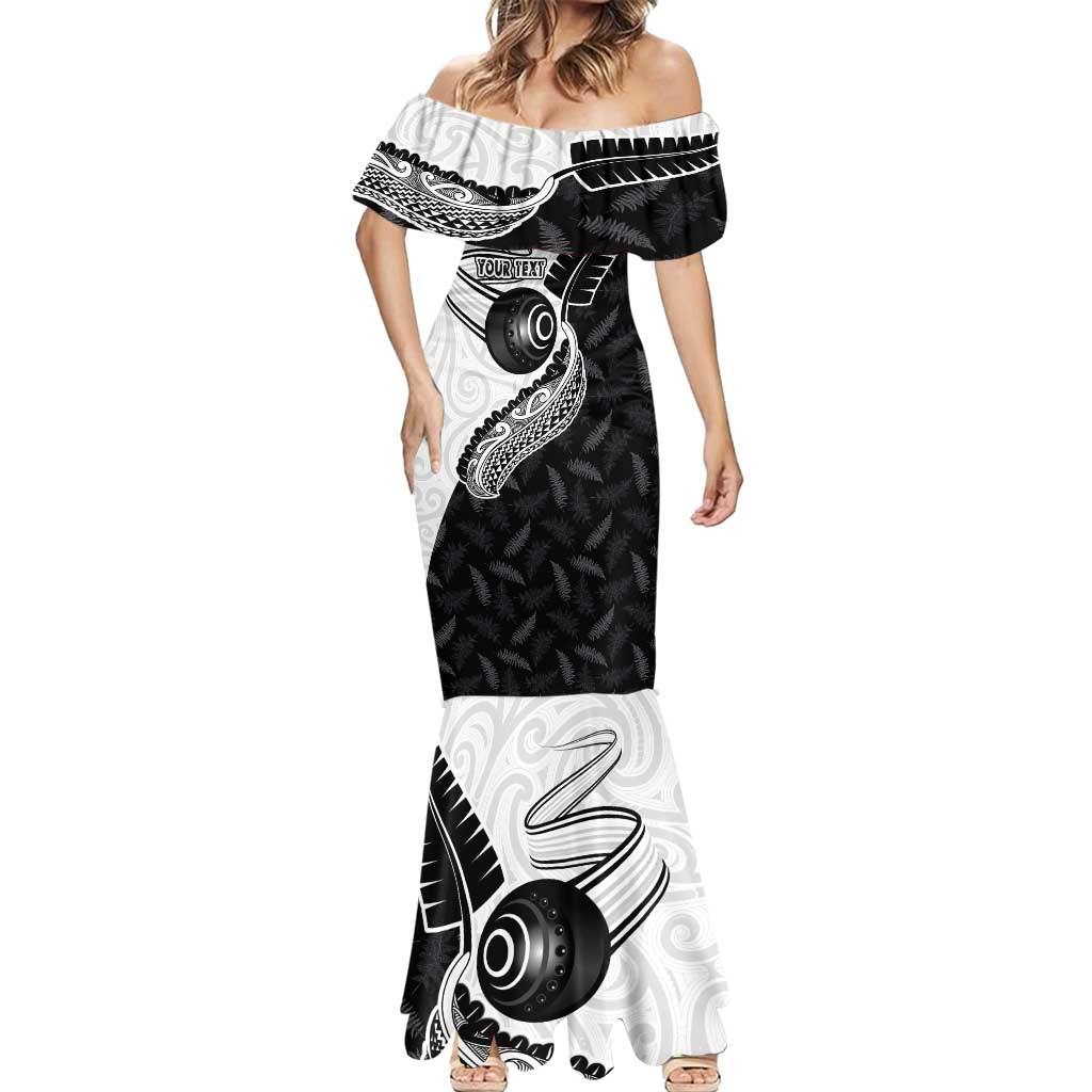 Personalised Aotearoa Lawn Bowls Mermaid Dress Maori and Silver Fern Half Style - Polynesian Pride