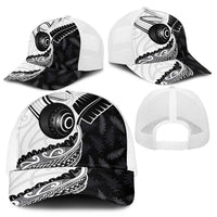 Aotearoa Lawn Bowls Mesh Trucker Cap Maori and Silver Fern Half Style - Polynesian Pride