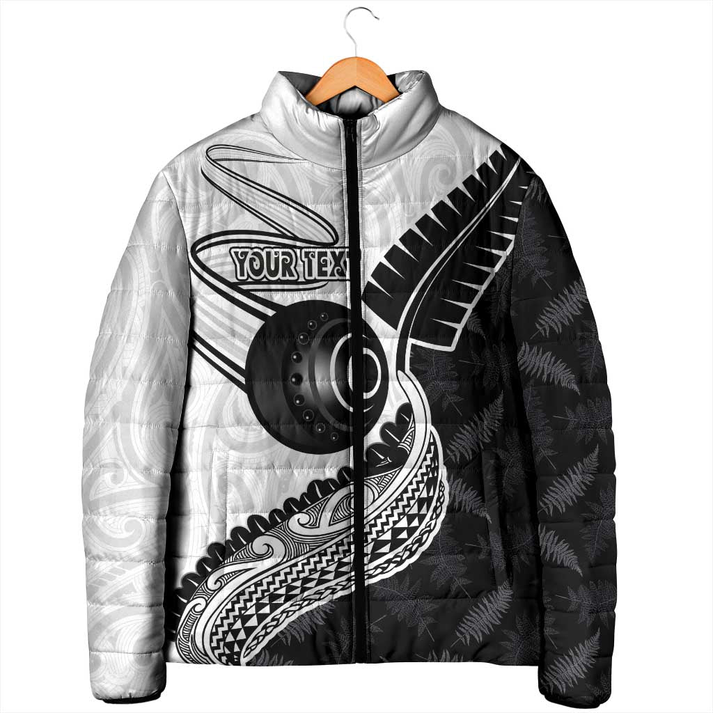 Personalised Aotearoa Lawn Bowls Padded Jacket Maori and Silver Fern Half Style - Polynesian Pride