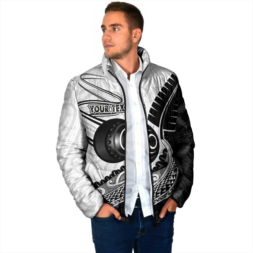 Personalised Aotearoa Lawn Bowls Padded Jacket Maori and Silver Fern Half Style - Polynesian Pride