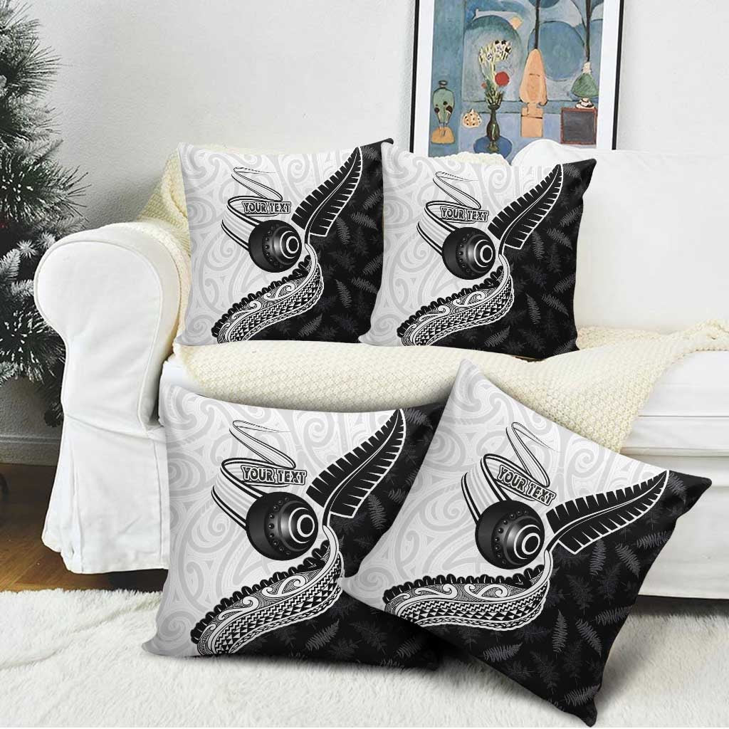 Personalised Aotearoa Lawn Bowls Pillow Cover Maori and Silver Fern Half Style - Polynesian Pride