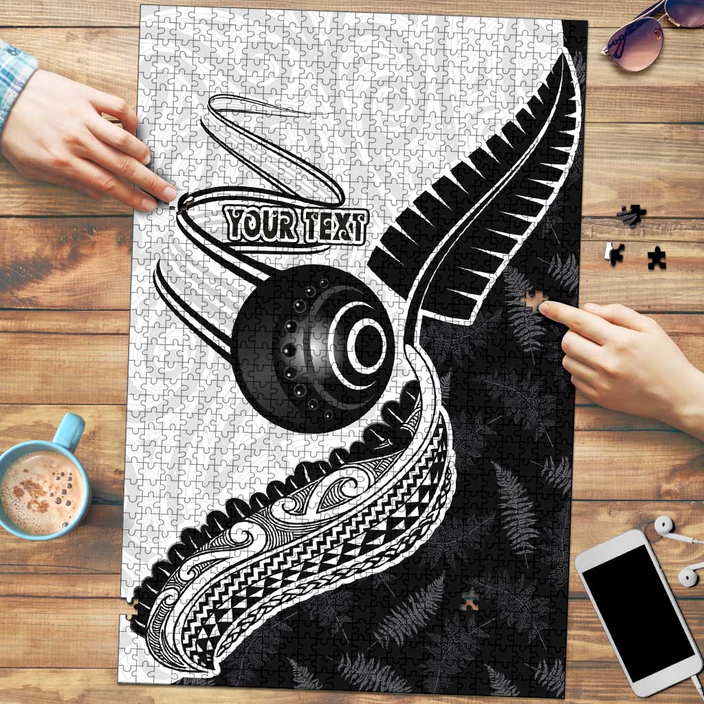 Personalised Aotearoa Lawn Bowls Puzzle Maori and Silver Fern Half Style - Polynesian Pride