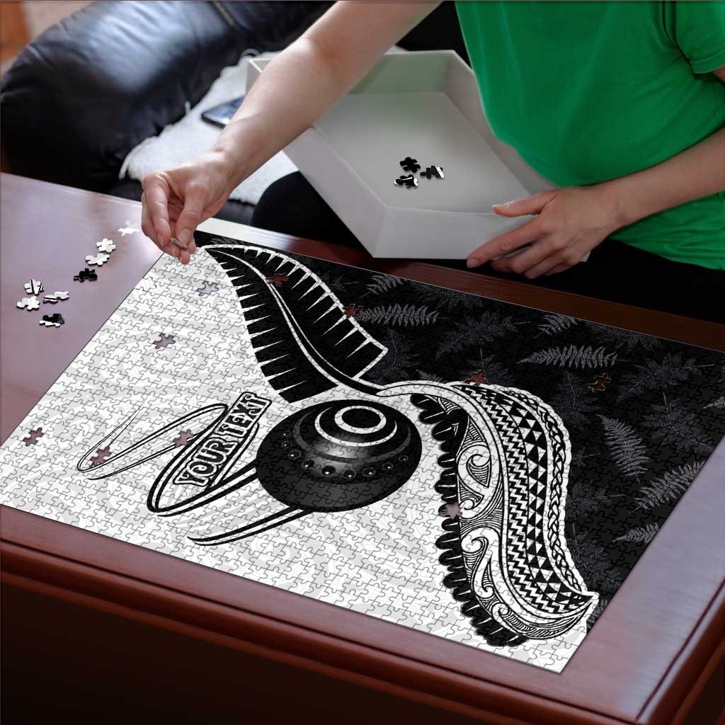 Personalised Aotearoa Lawn Bowls Puzzle Maori and Silver Fern Half Style - Polynesian Pride