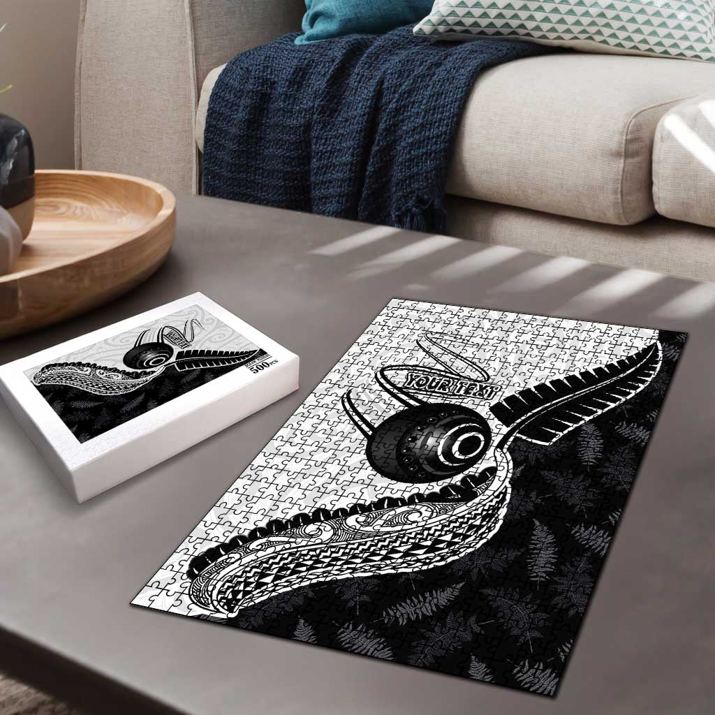 Personalised Aotearoa Lawn Bowls Puzzle Maori and Silver Fern Half Style - Polynesian Pride