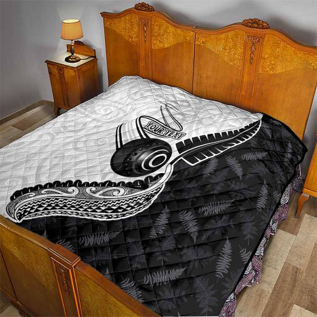 Personalised Aotearoa Lawn Bowls Quilt Maori and Silver Fern Half Style - Polynesian Pride
