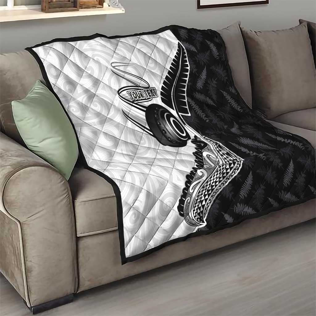 Personalised Aotearoa Lawn Bowls Quilt Maori and Silver Fern Half Style - Polynesian Pride