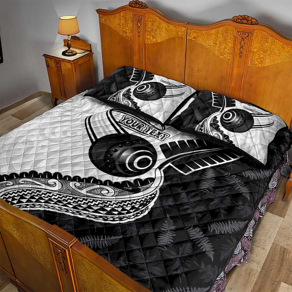 Personalised Aotearoa Lawn Bowls Quilt Bed Set Maori and Silver Fern Half Style - Polynesian Pride