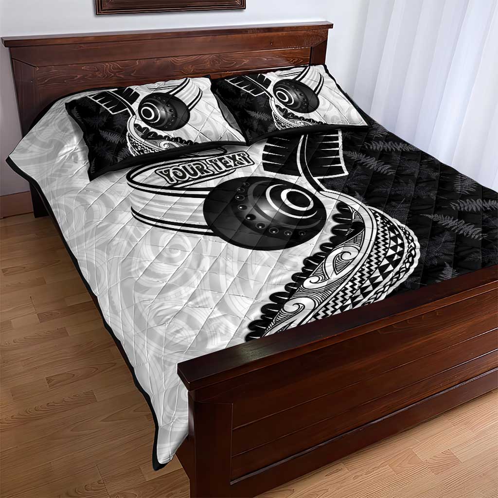 Personalised Aotearoa Lawn Bowls Quilt Bed Set Maori and Silver Fern Half Style - Polynesian Pride