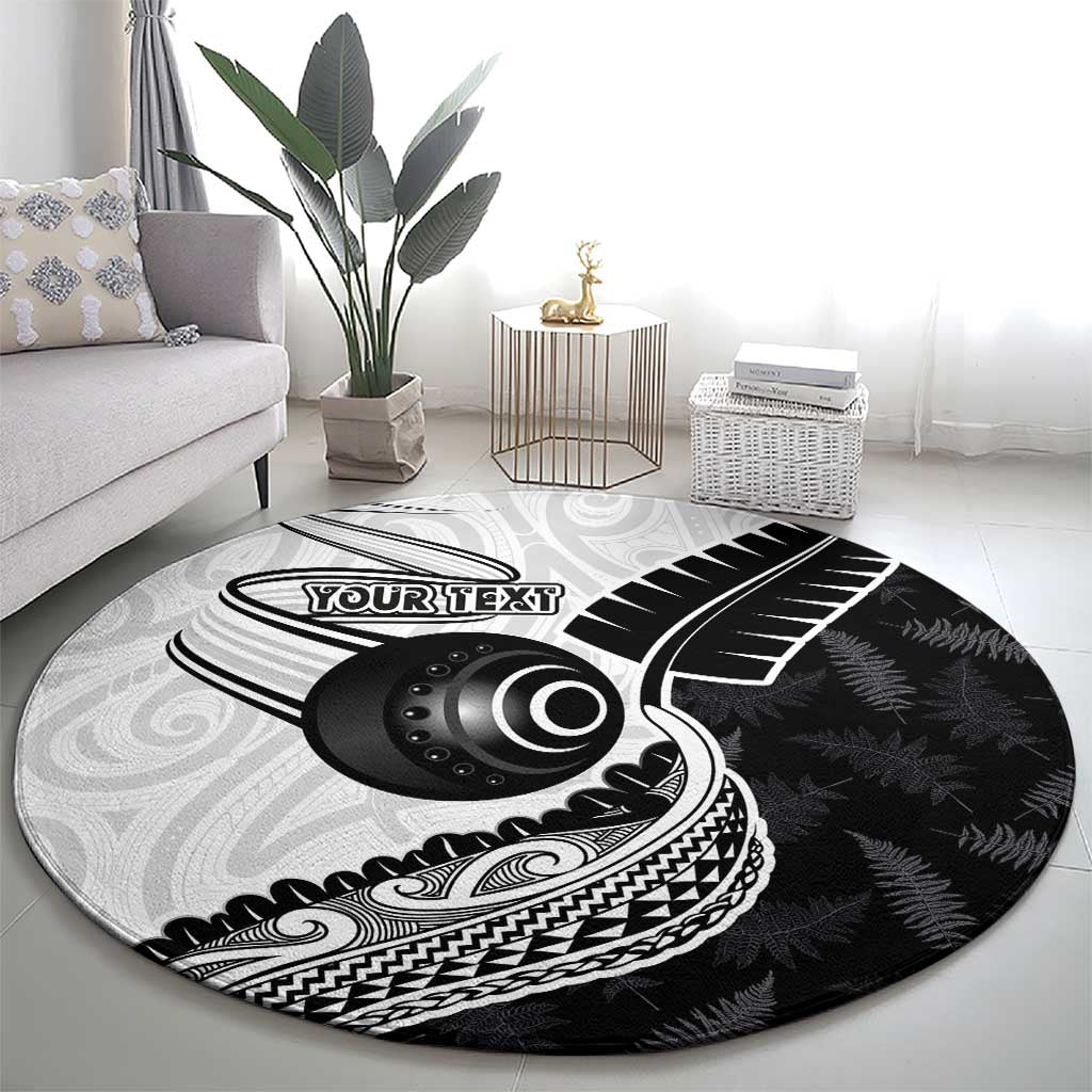 Personalised Aotearoa Lawn Bowls Round Carpet Maori and Silver Fern Half Style - Polynesian Pride