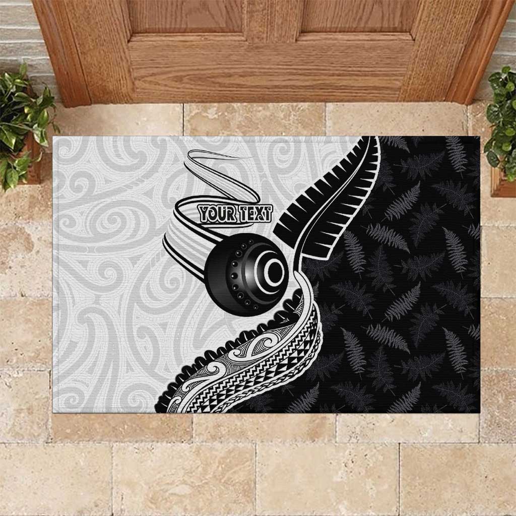 Personalised Aotearoa Lawn Bowls Rubber Doormat Maori and Silver Fern Half Style - Polynesian Pride