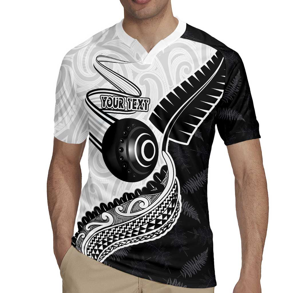Personalised Aotearoa Lawn Bowls Rugby Jersey Maori and Silver Fern Half Style - Polynesian Pride