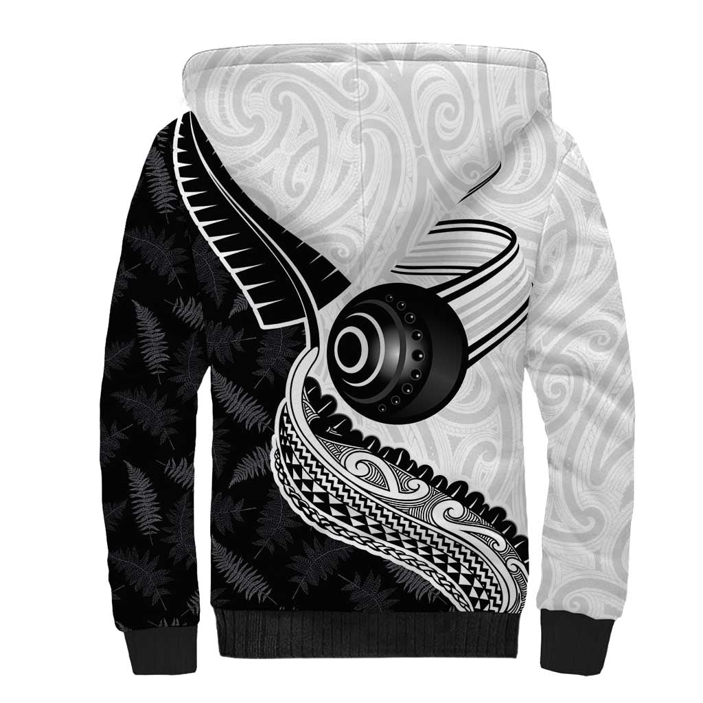 Personalised Aotearoa Lawn Bowls Sherpa Hoodie Maori and Silver Fern Half Style - Polynesian Pride
