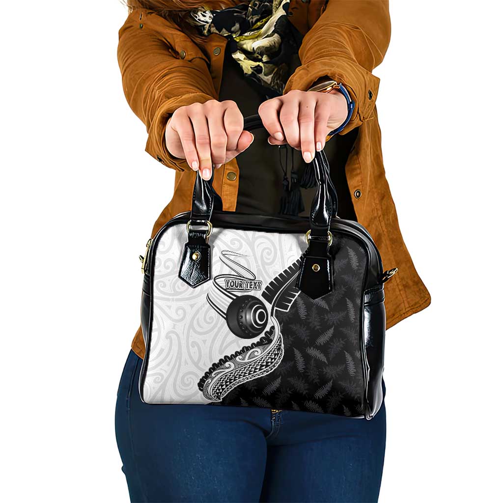 Personalised Aotearoa Lawn Bowls Shoulder Handbag Maori and Silver Fern Half Style - Polynesian Pride