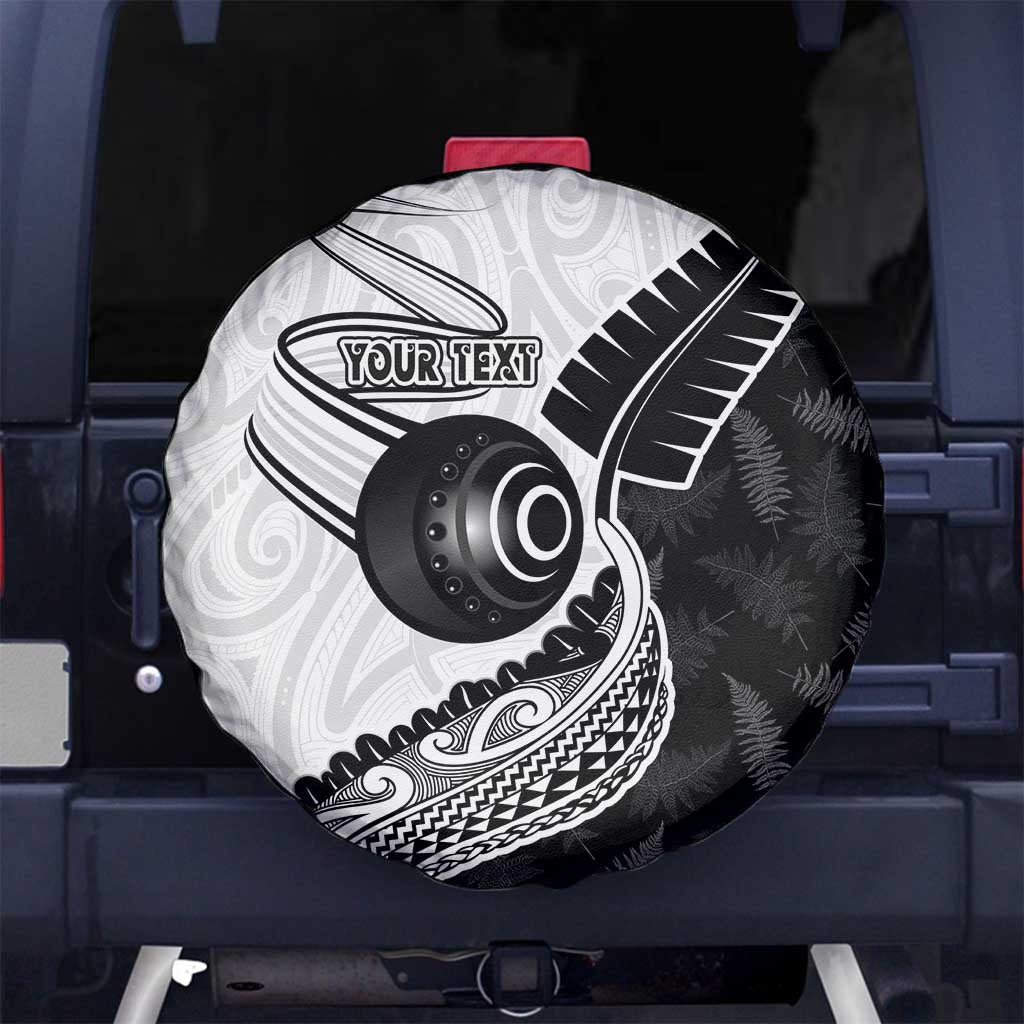 Personalised Aotearoa Lawn Bowls Spare Tire Cover Maori and Silver Fern Half Style - Polynesian Pride