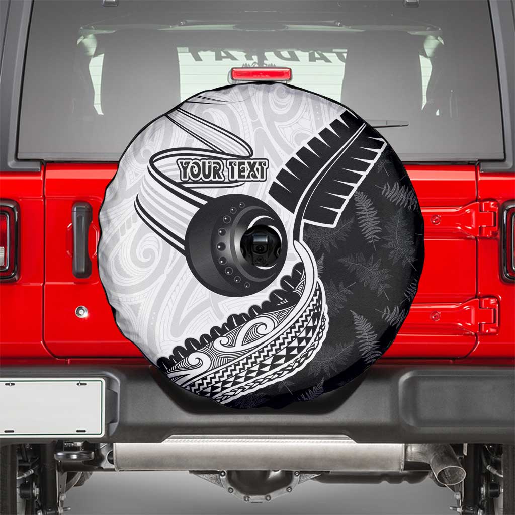 Personalised Aotearoa Lawn Bowls Spare Tire Cover Maori and Silver Fern Half Style - Polynesian Pride