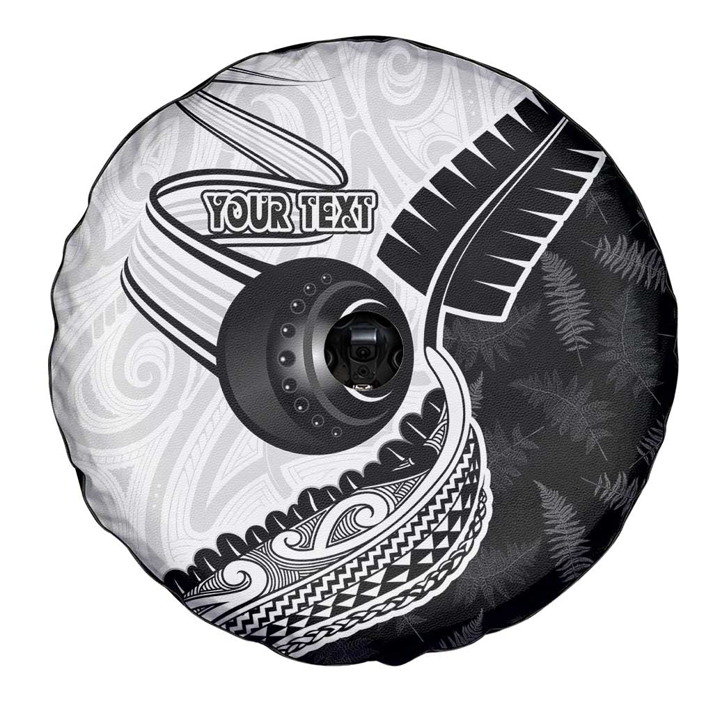 Personalised Aotearoa Lawn Bowls Spare Tire Cover Maori and Silver Fern Half Style - Polynesian Pride