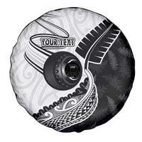 Personalised Aotearoa Lawn Bowls Spare Tire Cover Maori and Silver Fern Half Style - Polynesian Pride