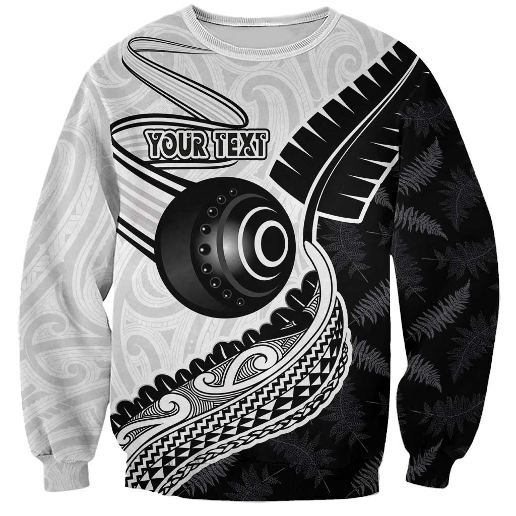 Personalised Aotearoa Lawn Bowls Sweatshirt Maori and Silver Fern Half Style - Polynesian Pride