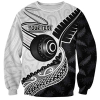 Personalised Aotearoa Lawn Bowls Sweatshirt Maori and Silver Fern Half Style - Polynesian Pride