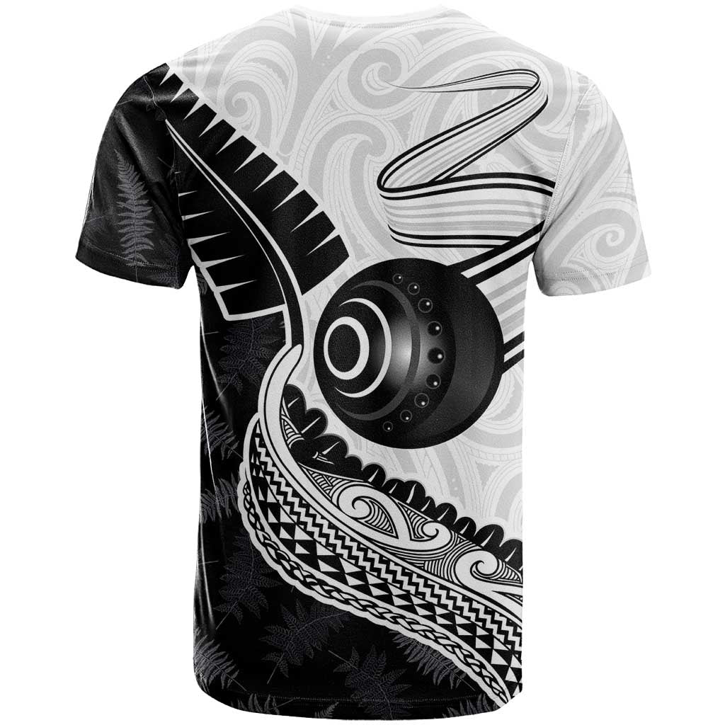 Personalised Aotearoa Lawn Bowls T Shirt Maori and Silver Fern Half Style - Polynesian Pride