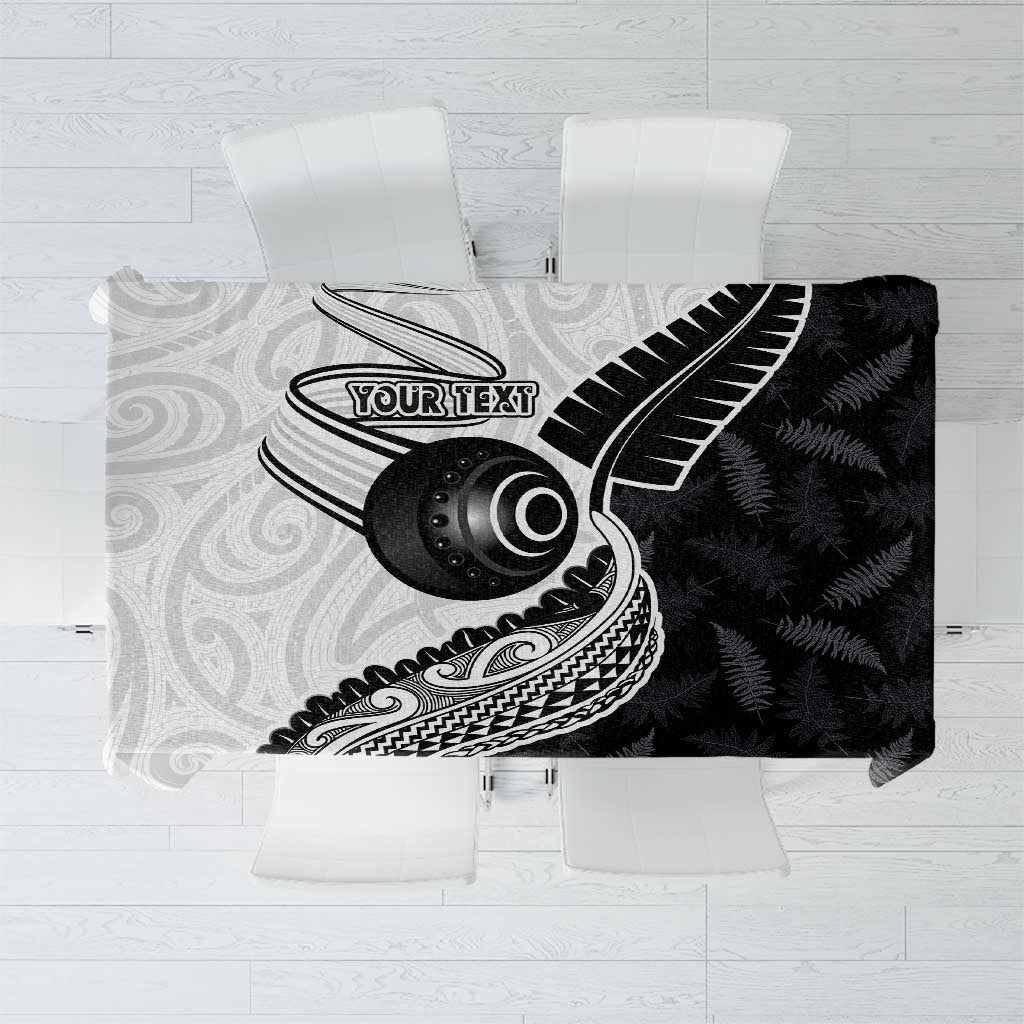 Personalised Aotearoa Lawn Bowls Tablecloth Maori and Silver Fern Half Style - Polynesian Pride