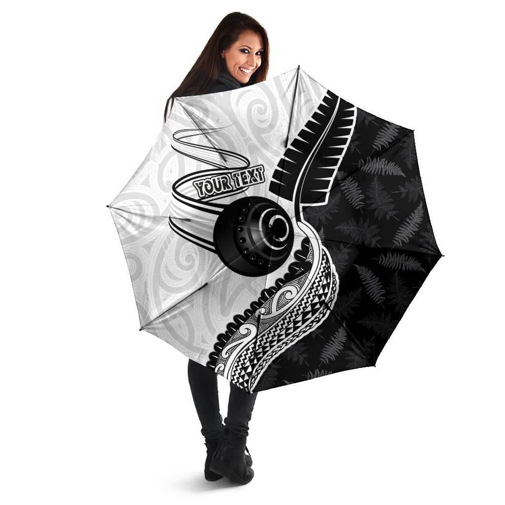 Personalised Aotearoa Lawn Bowls Umbrella Maori and Silver Fern Half Style - Polynesian Pride