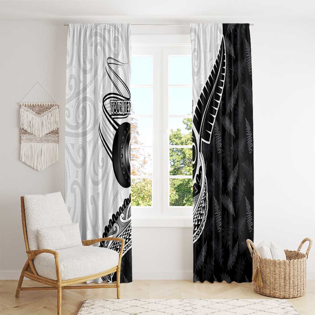 Personalised Aotearoa Lawn Bowls Window Curtain Maori and Silver Fern Half Style - Polynesian Pride