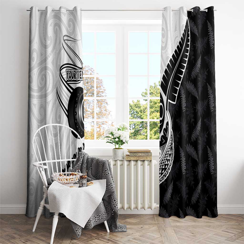 Personalised Aotearoa Lawn Bowls Window Curtain Maori and Silver Fern Half Style - Polynesian Pride