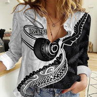 Personalised Aotearoa Lawn Bowls Women Casual Shirt Maori and Silver Fern Half Style - Polynesian Pride