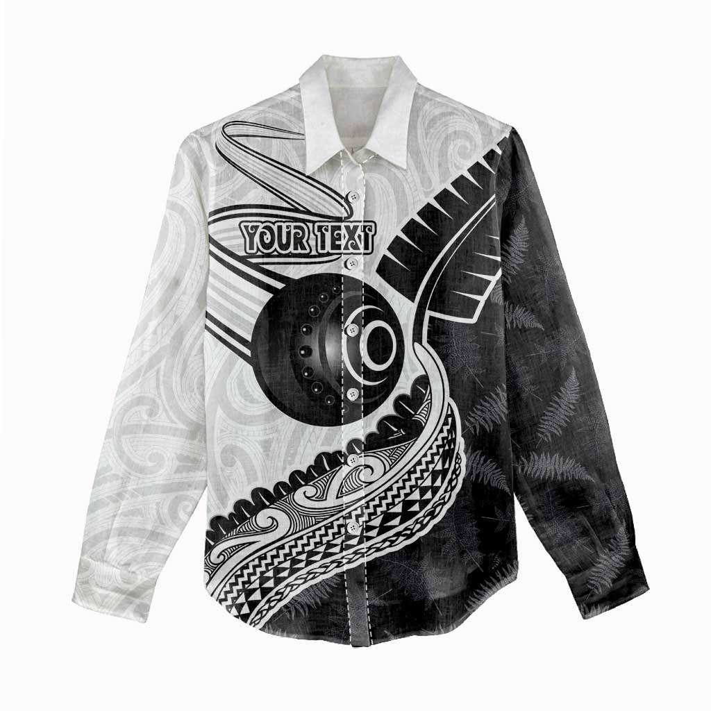 Personalised Aotearoa Lawn Bowls Women Casual Shirt Maori and Silver Fern Half Style - Polynesian Pride