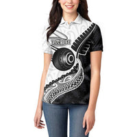 Personalised Aotearoa Lawn Bowls Women Polo Shirt Maori and Silver Fern Half Style - Polynesian Pride