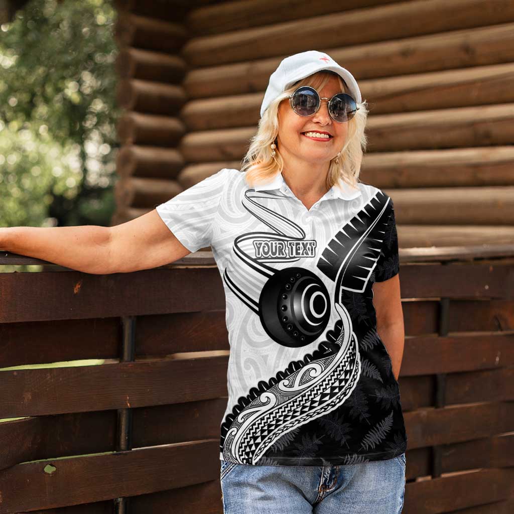 Personalised Aotearoa Lawn Bowls Women Polo Shirt Maori and Silver Fern Half Style - Polynesian Pride