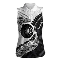 Personalised Aotearoa Lawn Bowls Women Sleeveless Polo Shirt Maori and Silver Fern Half Style - Polynesian Pride